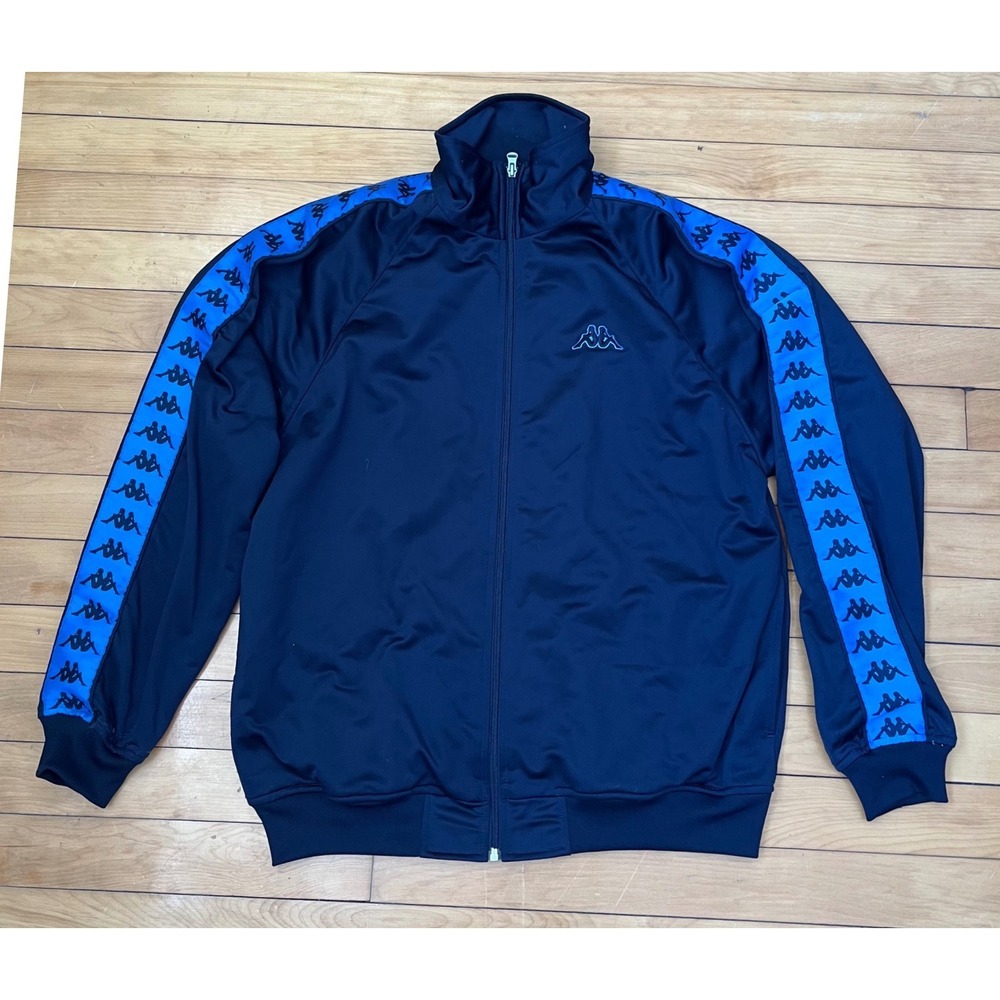 Kappa Mens Track Jacket Navy Blue Electric Blue Logo Tape Full Zip Medium